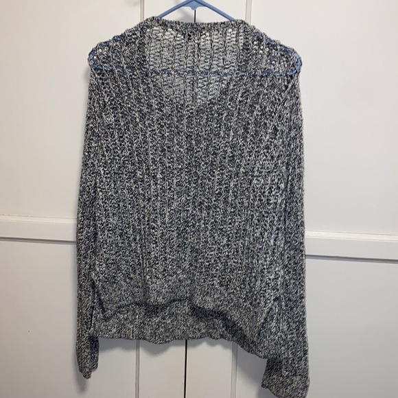 Ann Taylor Large Black White Chunky Open Knit Crew Neck Long Sleeve Sweater - Picture 3 of 14